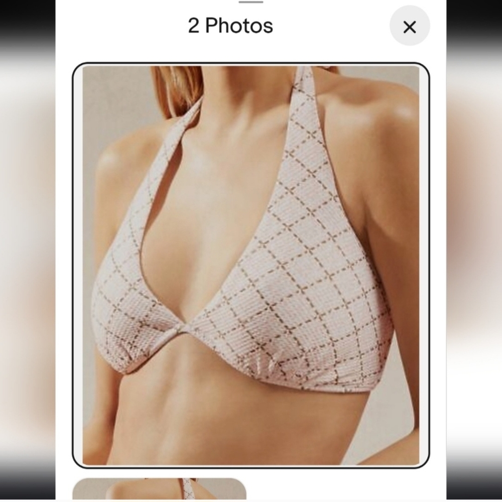 Heidi Klein Pink and White Bikini Top
